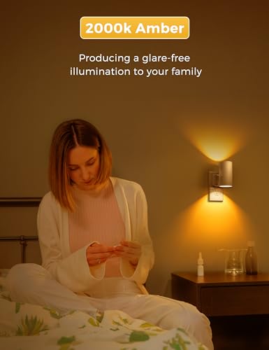 Image of L LOHAS LED Night Light, Amber Nightlight, Dimmable Night Light 100LM, Light Sensor, Yellow Nightlight, Sleep Light for Kids, Soft & Warm Light for Bedroom, Hallway, Bathroom, 2 Pack