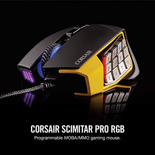 Image of Corsair Scimitar Pro RGB - MMO Gaming Mouse - 16,000 DPI Optical Sensor - 12 Programmable Side Buttons - Yellow, Model Number: CH-9304011-NA