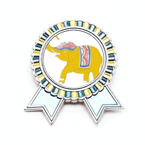 Broche éléphant jaune de Thaïlande en métal taille M pour vêtement