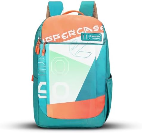 uppercase Campus School Backpack | Well-Padded, Double Compartment with File Sleeve, Organizers, Side Bottle Pocket | For Boys & Girls | 500 Days Warranty | Teal