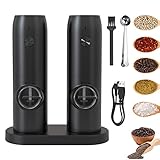 Rechargeable Electric Salt and Pepper Grinder Set, Automatic Salt and Pepper Grinder with LED Light, Salt Grinder Pepper Mill Adjustable...
