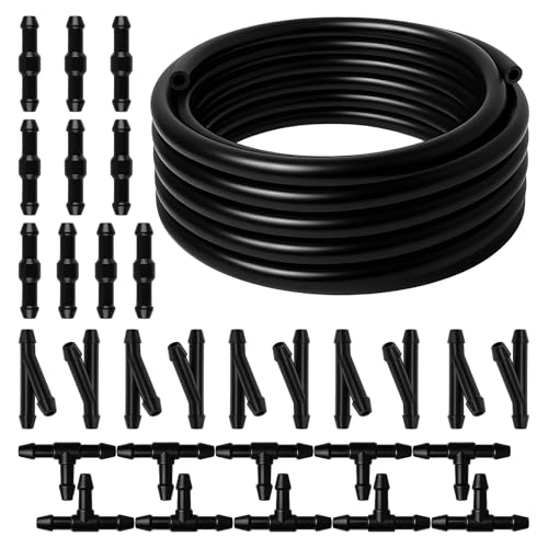 Windshield Washer Hose Kit 4M Flexible Durable Rubber Washer Fluid Tubing & 30 PCS Leak-Proof Connectors for Connecting Car Pump and Nozzles Fits Most Cars SUVs and Trucks