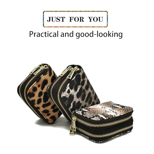 Leopard Print Wallet for Women Multi Slot Dual Zip Accordion Card Holder ID Document Organizer Anti-Loss Design Slim Lightweight Travel Everyday Use3