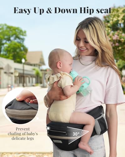 Image of MOMTORY StowNGO Pro Safety-Certified Ultra Storage Baby Carrier, Pure Black | Plus Size Friendly, 6 Carry Positions, Front & Back, Baby Carrier With Hipseat, Fits 7-50lbs Newborn To Toddler