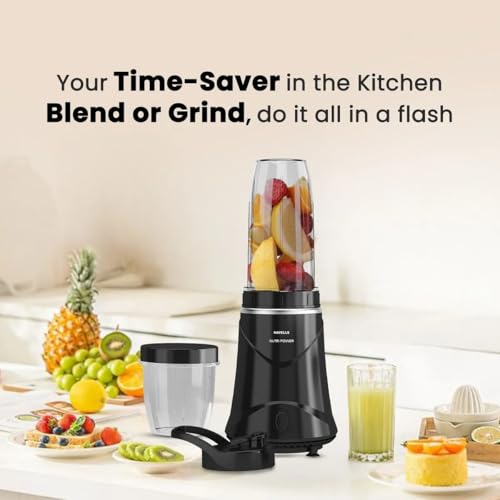 Image of Havells Nutri Power Blender 350 W Mixer Grinder| 1 Speed Switch| Leak Free Sipper Lid| Air Vent Technology| Stainless Steel Blade| 2Yrs Manufacturer Warranty (Black)