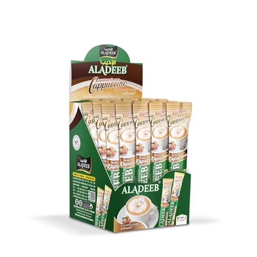 ALADEEB Polvo Cappuccino Sabor Avellana – 24 sobres x 20 g