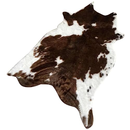 Tapis imprimé vache marron cuir synthétique lavable salon chambre - 2