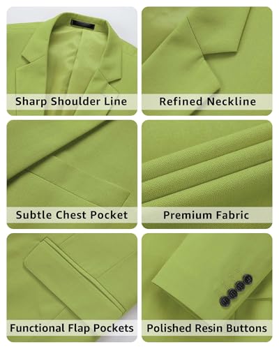 Image of MY'S Men's 2 Piece Regular Fit Linen Suit Set, One Button Lightweight Jacket Pants for Business, Casual, or Prom