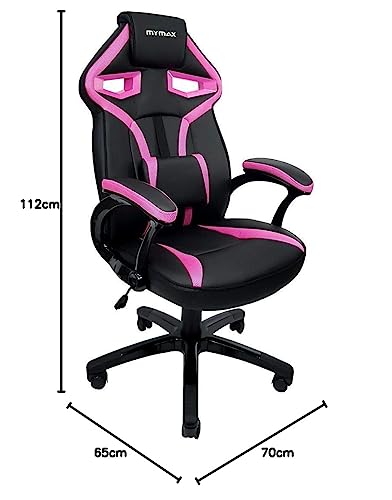 Cadeira Gamer MX1 Giratoria, Mymax, 25.009043, Preto e Rosa glide