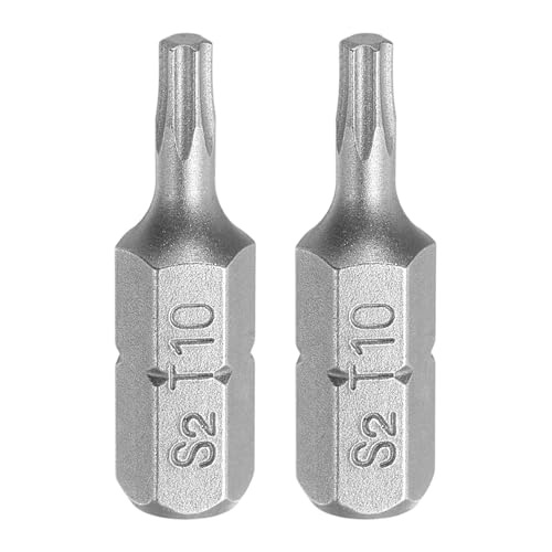 HARFINGTON 2pcs Torx Screwdriver Bit 1/4 Hex Shank T10 Head 1 Length S2 Steel 6 Point Security Drill Bits for Repair Work Electric Screw Driver