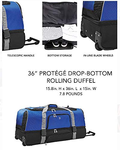 Protege Drop-Bottom Rolling Duffel with Bottom Storage Compartment 36