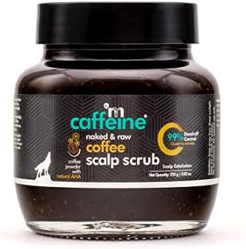 mCaffeine Naked and Raw Coffee Scalp Scrub - Scalp Cleanser Dandruff Removal - Suitable for All Hair Types - Natural Aha - Scalp Exfoliation - 8.82 oz