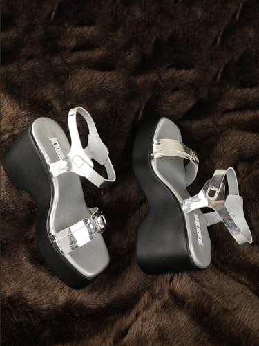 Image of ELLE Women Classic Wedges Heel Sandal with Buckle details