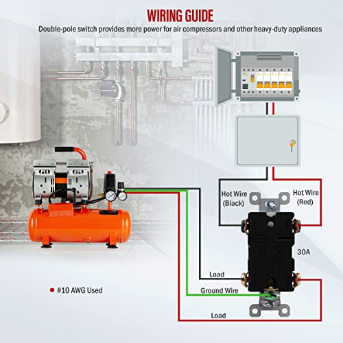Enerlites 82300-BK 30 Amp Double-Pole Toggle Light Switch, 30A 120/277V, Self-Grounding, Industrial Grade thumb #6