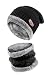 Lanzom 2 Pcs Kids Boys Girls Hat and Scarf Set Warm Winter Snow Knit Beanie Slouchy Skull Cap Circle Scarf (Black, One Size)