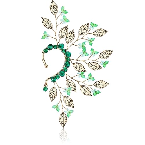 Butterflies Ear Left Single Elf Cuff Green Fairy Ear Cuff for Women