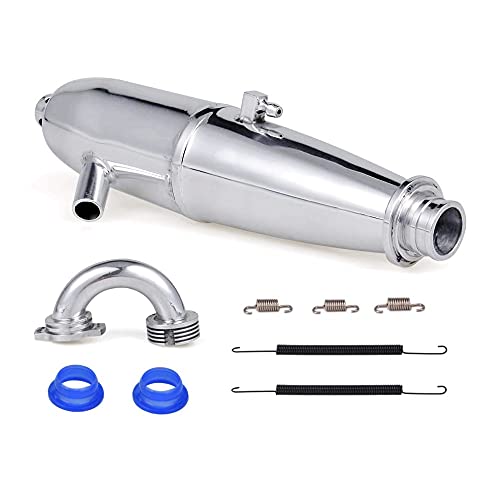 Moudoauer Portable Aluminum Exhaust Muffler Pipe Tubing & Header For 1/8 Nitro Gas Engine Rc Buggy Spare Part Accessory #TOP4
