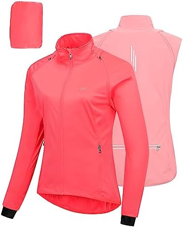 33,000ft Fahrradjacke Damen Wasserdicht Atmungsaktiv Sommer UV-Schutz Leicht Fahrradweste mit Abnehmbaren Ärmeln Fahrrad Reflektierend Regenjacke Frauen