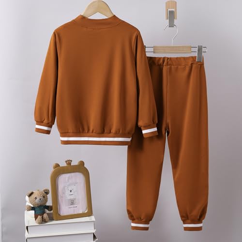 Image of Cakaner Boys Color Block Button Down Shirt and Jogger Pants Button Up Sweatsuits Sets (Size: 5-12T)
