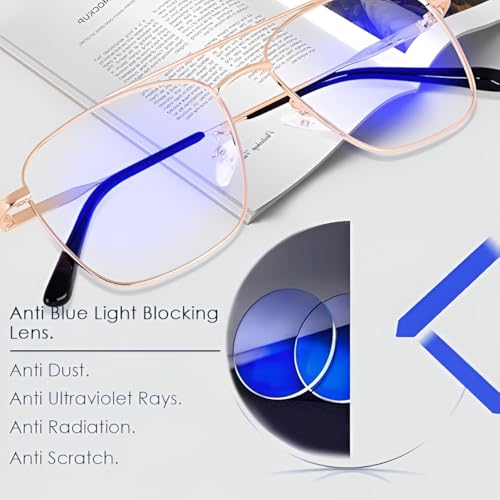 Image of Roshfort Men and Women Wonder Metal Full Rim Square Shape Eyeglasses Anti Reflective Eyewear Spectacles Frame