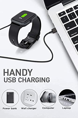 Image of Sounce 2 Pin Magnetic Replacement Charging Cable for Smart Watch, Fitness Band Charging Cable for W26 W26+ W26m W55+ & Support All 2 Pin Watch (Black, Cable Only)