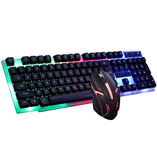 Image of Sanpyl LED Backlit Gaming Keyboard and Mouse Combo, for PC Desktop Laptop, Colorful Glowing Mouse and Fast Response Velocity (Black)