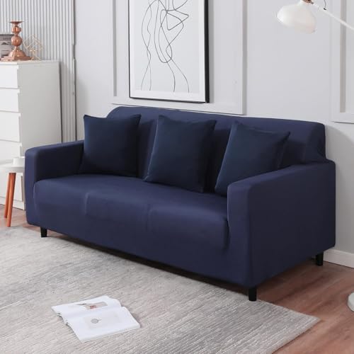 Image of HOKIPO Elastic Stretchable Sofa Cover 3 Seater, Space Blue (NEW2-AR-4279-E6)