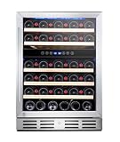 Kalamera 15" & 24'' Wine Cooler Refrigerator 30 & 46 Bottle Dual Zone Built-in or Freestanding Fridg
