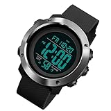 ZAICOLER 1426 Orologio da Uomo con Movimento Digitale, Orologio da Polso Sportivo per Esterni Retroilluminato EL, Cinturino in PU Retroilluminato con Cronometro Conto Alla Rovescia per Allarme
