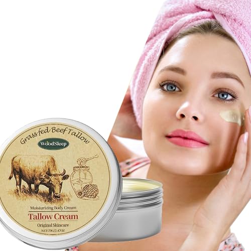 Clysburtuony Beef Tallow for Face, Grass Fed Beef Tallow, Organic Beef Tallow Balm Face Moisturizer for All Purpose Balm, Natural Beef Tallow Lotion for Skin Care (A)