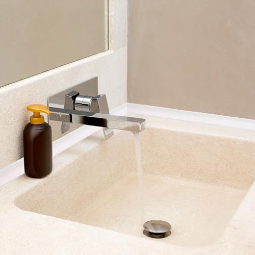 BORISCA Duschschwelle, 3 m, Wasserbarriere für Waschbecken, weiß, Duschbarriere, Silikon, Duschbarriere, faltbar, Dichtband, selbstklebend, für Waschbecken und Badezimmer