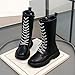 Girls Ankle Boots Elastic High Top PU Leather Lace Up Boot Fashion Thick Non Slip Sole Outdoor Rain Shoe