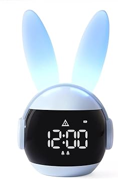 Amazon Co Jp 目覚まし時計 子供 デジタル置き時計 うさぎ アラームクロック かわいいナイトライト 授乳ライト女の子 男の子 お祝いプレゼント ブルー ホーム キッチン