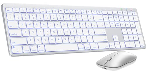 SABLUTE Bluetooth Keyboard and Mouse for Mac, Multi-Device, 7-Color Backlit