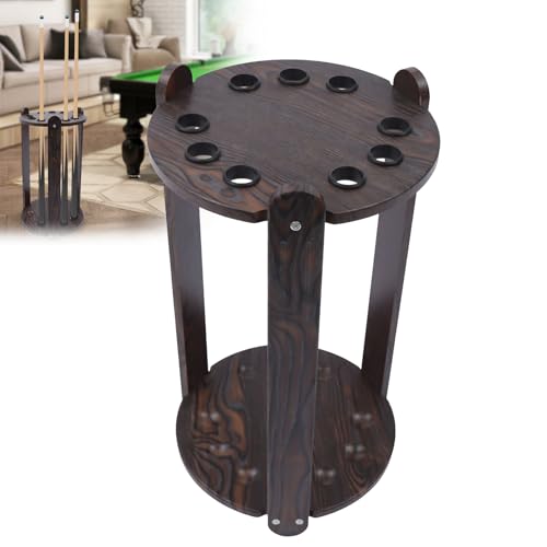LYNICESHOP Pool Stick Holder Floor Stand, 9-Hole Billiard Rack, Wooden Billiard Cue Stand, For storing pool cues, fishing rods, golf clubs (9 HOLES ROUND)