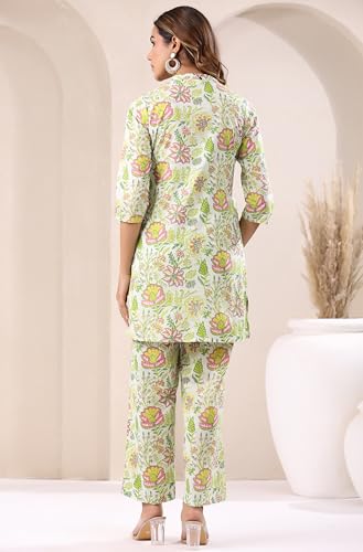 Image of Janasya Women's Pure Cotton Floral Printed Straight Co-ord Set