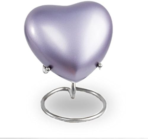 Lineas Heart Bronze Keepsake Urns - Extra Small - Holds Up to 3 Cubic Inches of Ashes - Lilac Purple Cremation Urn for Ashes - Engraving Sold Separately