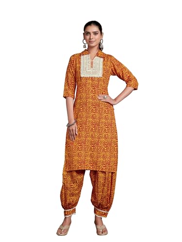 Image of EthnicJunction Women's Cotton Blend Embroidered Salwar Suit Set