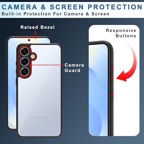 Image of CEDO Backcover for Samsung Galaxy S25 (5G) | Camera Protection Bump Shockproof Edge | Ultra Hybrid Transparent Acrylic Clear TPU+PC Hard Backcase Cover (Black)