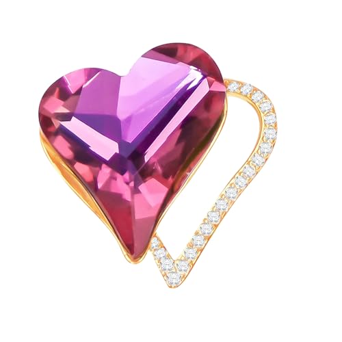 Image of Brooches For Women,14k Gold Plated Copper,Crystal Brooch,Love Brooch,Heart Brooches,Brooches Pin for Birthday, Christmas,Valentines, Wedding Parties, Anniversaries,Mother's Day