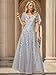 Ever-Pretty Women's Sequin Formal Dress Sparkly V-Neck Short Sleeve A-Line Floor Length Prom Evening Gown Silver US16