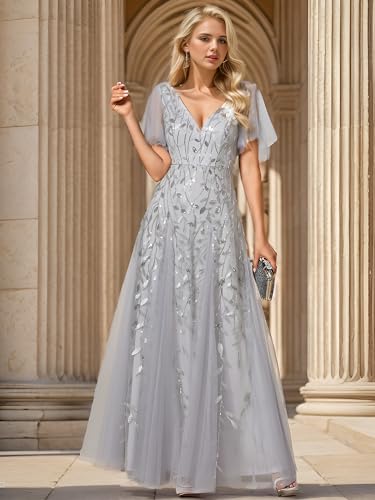 Image of Ever-Pretty Women's Sequin V-Neck Formal Mother of the Bride Dresses