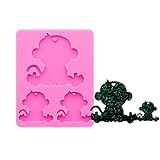 Monkey Family Mother Baby Keychain Silicone Mold with Hole DIY Pudding Candy Handmade Ice Cream Mould Chocolate Jelly Shots Desserts Cupcake Cake Topper Decoration Fondant Ice Cube Gum Paste Crystal