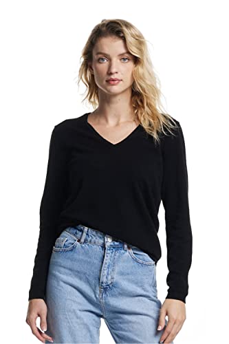 Image of EURKEA Women's V Neck 100% Cashmere Sweater, Long Sleeve Pullover, Winter Top for Women, Gifts Ready