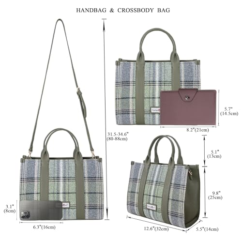 Bolso Tote a cuadros para mujer con asa superior miniatura 6