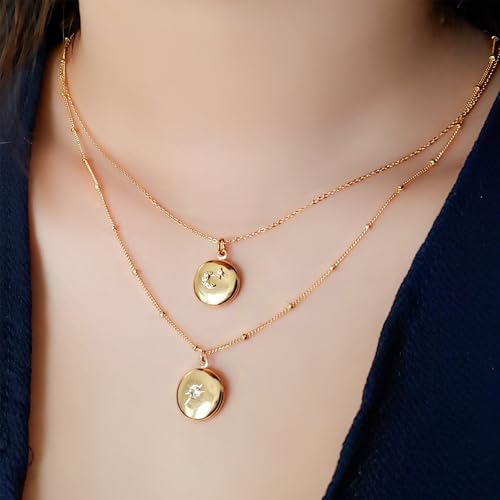 Gold Star Moon Butterfly Oval Locket Necklace that Holds Picture for Women Vintage 18K Gold Plated Photo Locket Pendant Memorial Necklace Personalized Jewelry Birthday Gifts2