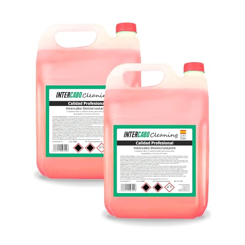 Pack 2 garrafas desincrustante profesional 5L - total 10L - descalcificador líquido para lavavajillas, grifería, maquinaria - elimina cal y sarro en equipos con agua dura - uso industrial - Intercabo