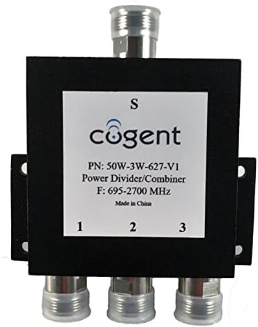 Cogent’s 3-way power splitter with N type female 50 Ohm connectors supporting 695-2700 MHz