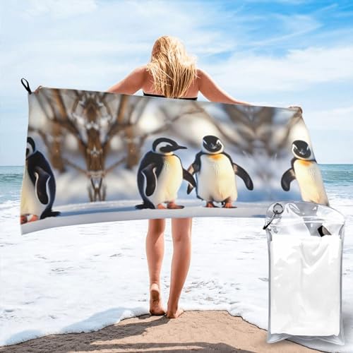 Serviette de bain microfibre douce absorbante pingouin séchage rapide - 2