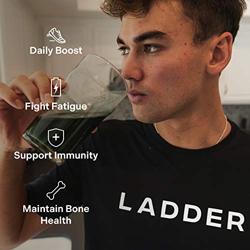 LADDER Sport Superfood Greens - Spirulina, Matcha, Vitamin D, Magnesium, Rhodiola, Zinc, Sugar-Free, Soy-Free, Vegan, 15 On-The-Go Packets, NSF Certified for Sport